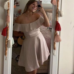 Short blush dress.